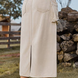 Gonna midi cargo in denim a vita alta vintage