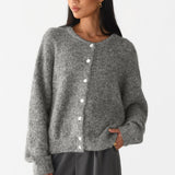 Cardigan in misto lana tinta unita