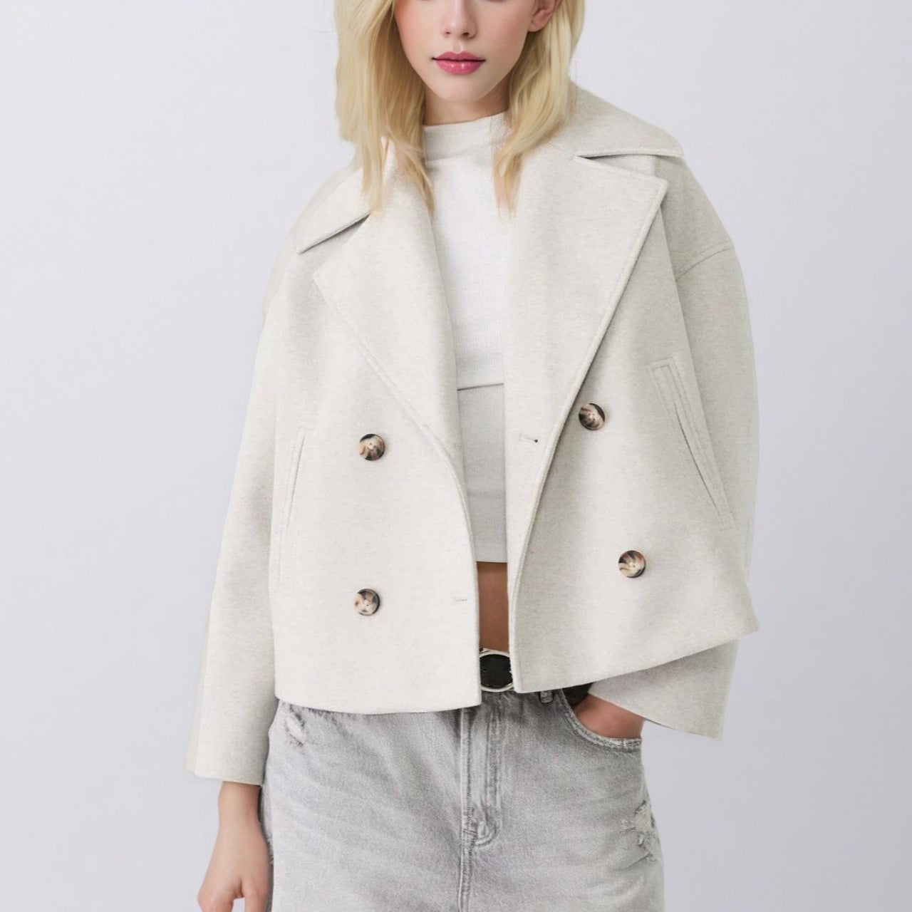 Giacca in misto lana con revers oversize