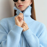 Cardigan in maglia spessa con cerniera e collo alla marinara