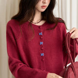 Cardigan con fibbia ricamata a scollo tondo