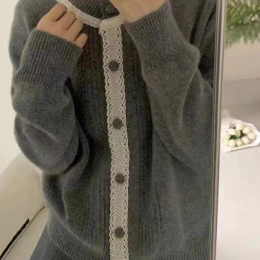 Cardigan in maglia con pizzo vintage