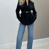 Blazer con scollo a V e dettaglio in vita