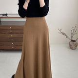 Gonna lunga a vita alta in maglia testurizzata vintage