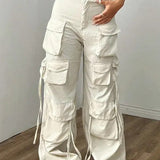 Pantaloni cargo neri a gamba larga Y2K