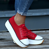 Sneakers da donna - Suola spessa con plateau - Calzino lavorato a maglia - Lacci regolabili