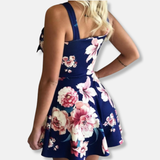 Tuta in viscosa Anna con vita aderente | Tuta floreale senza maniche