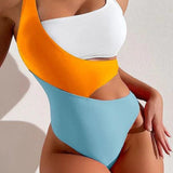 Costume da bagno da donna a vita alta color-block - Elegante e comodo