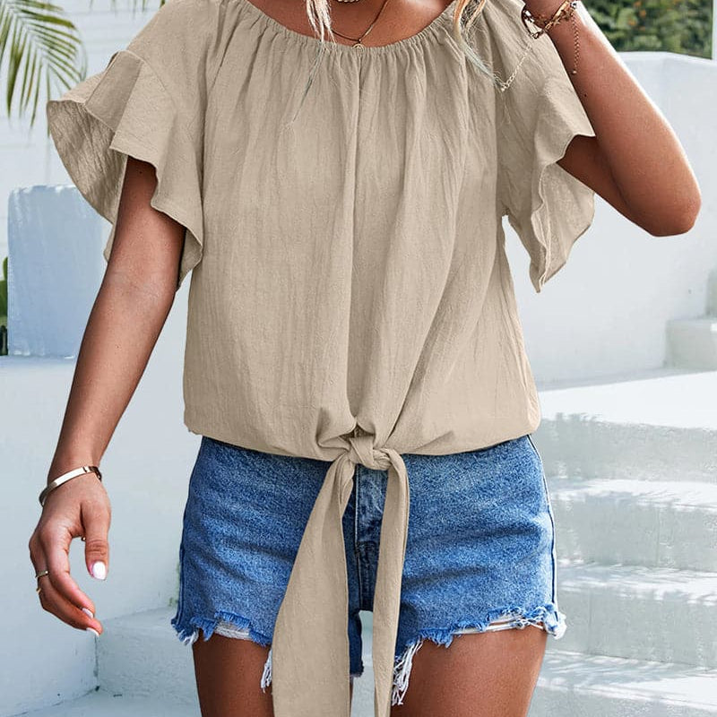 Ima - Blusa moderna con scollo tondo