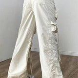 Pantaloni cargo neri a gamba larga Y2K