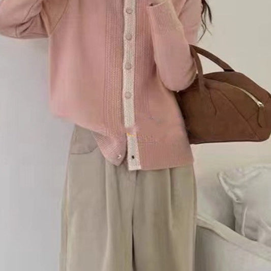 Cardigan in maglia con pizzo vintage