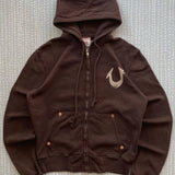 Felpa con cappuccio e cerniera rivettata con grafica vintage