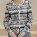 Cardigan in maglia con bottoni e scollo rotondo in jacquard vintage