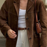 Giacca lunga casual con finitura scamosciata