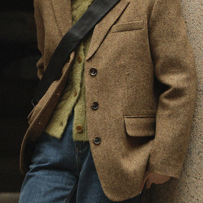 Blazer monopetto in misto lana