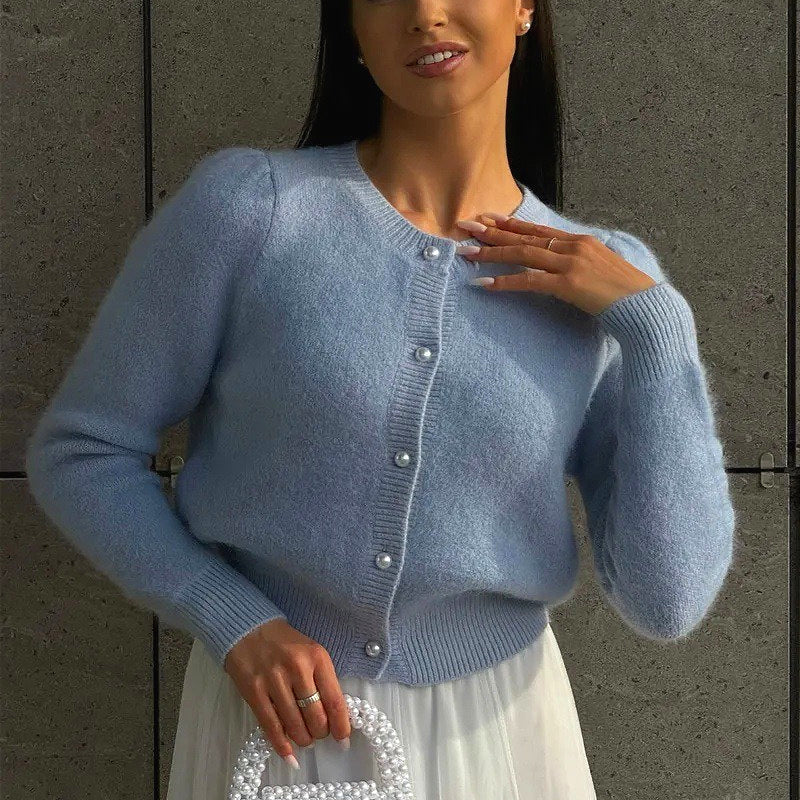 Cardigan lavorato a maglia a maniche lunghe, minimalista e rilassato