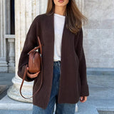 Cardigan in maglia con cintura annodata in vita, comodo e rilassato