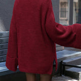 Blusa vintage in maglia con scollo a V e spacchi