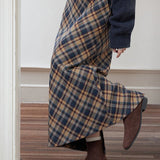 Gonna a tubino scozzese vintage a vita alta