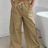 Pantaloni cargo multiuso con elastico in vita in stile americano