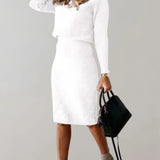 Completo due pezzi da donna – Taglio aderente – Maglia a coste – Elegante dolcevita