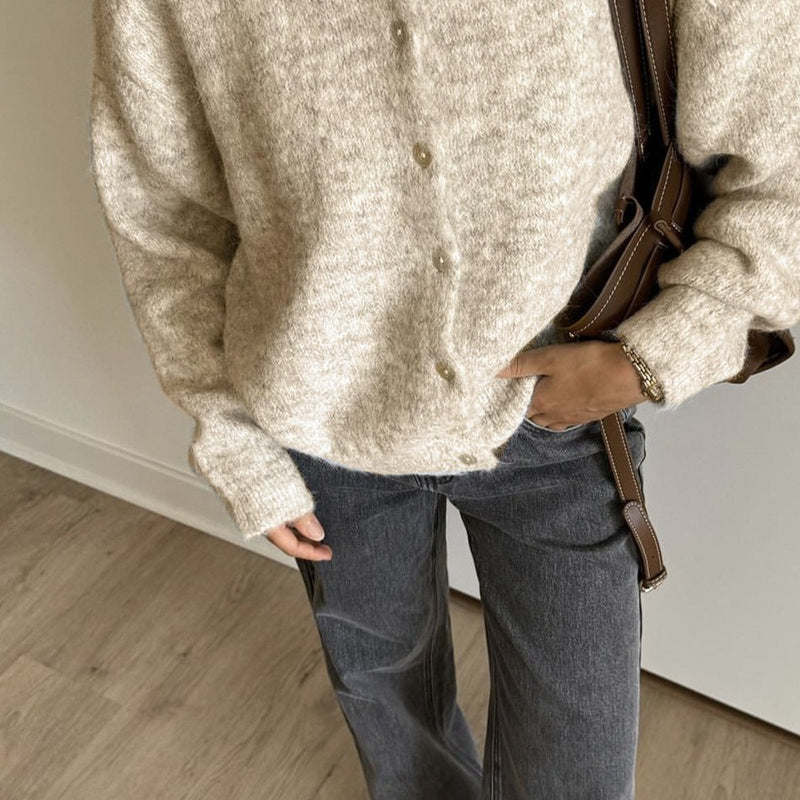 Cardigan in misto lana tinta unita