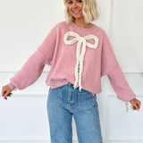 Felpa ampia con fiocco applicato in 3D