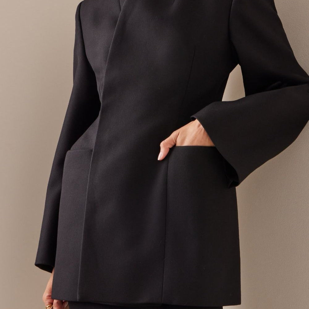 Blazer con colletto rialzato a maniche lunghe