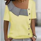 Johanne - Camicetta di alta qualità con chiusura asimmetrica con bottoni