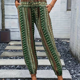 Pantaloni da donna - Tessuto leggero - Vita alta con arricciatura - Risvolti elasticizzati