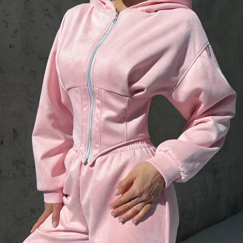 Set di due pezzi di pantaloni con coulisse e cappuccio