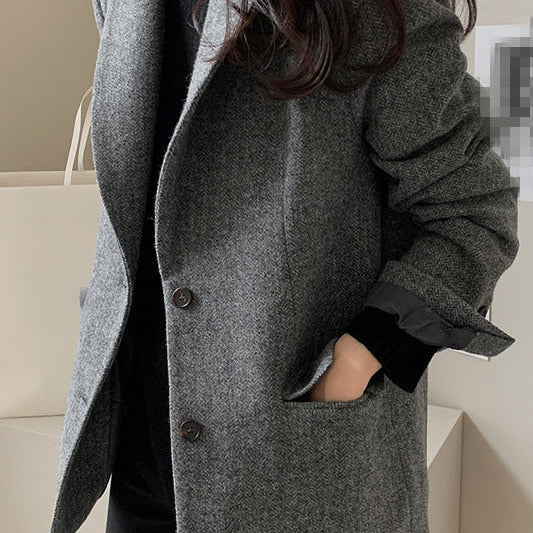 Blazer in misto lana tinta unita