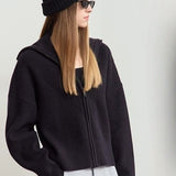 Cardigan in maglia spessa con cerniera e collo alla marinara