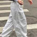 Pantaloni cargo alla moda con coulisse a vita bassa