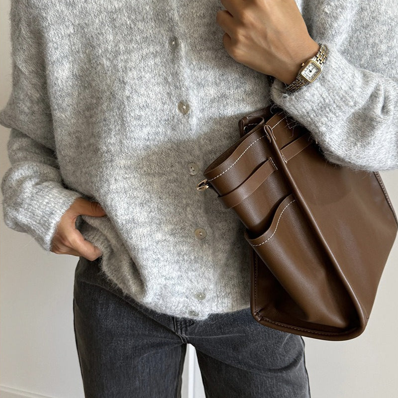 Cardigan in misto lana tinta unita