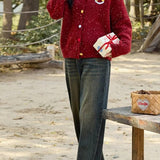 Cardigan in lana con ricamo Vintage Smile