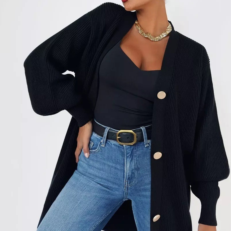 Cardigan in maglia rilassata tinta unita