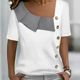 Johanne - Camicetta di alta qualità con chiusura asimmetrica con bottoni