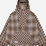 Felpa con cappuccio e maschera a mezza abbottonatura scozzese vintage