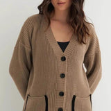 Cardigan tascabile color block