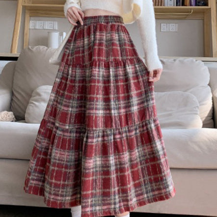 Gonna scozzese a strati in misto lana