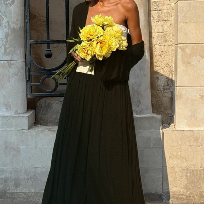 Cardigan lungo casual con pantaloni a lanterna, set di due pezzi