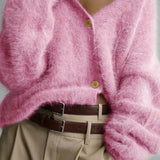 Cardigan a maniche lunghe con bottoni e scollo a V