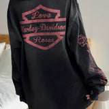 Felpa con stampa vintage di rose rovinate