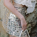 Gonna aderente a trapezio con paillettes