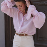 Camicetta a maniche lunghe in Tencel con bottoni