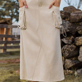 Gonna midi cargo in denim a vita alta vintage