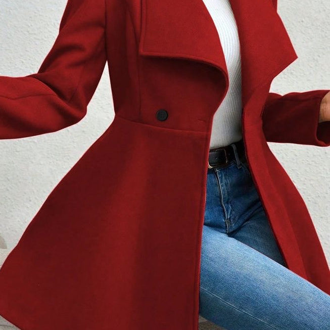 Cappotto lungo in lana con cintura