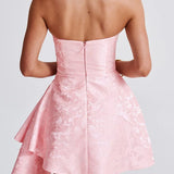 Mini abito da festa in jacquard senza spalline