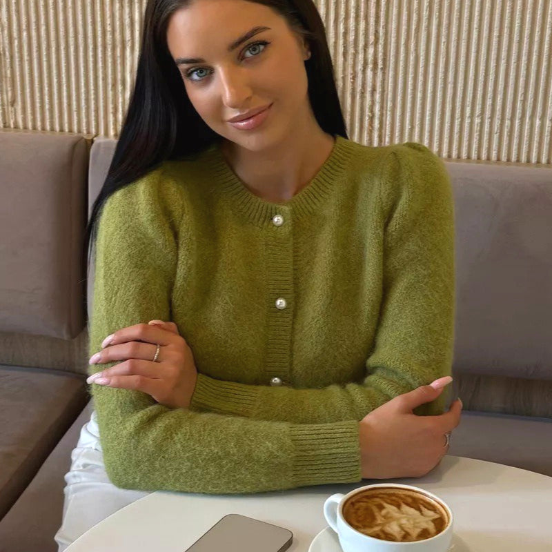 Cardigan lavorato a maglia a maniche lunghe, minimalista e rilassato